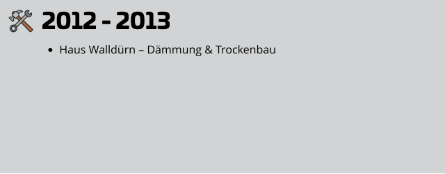 2012 - 2013 •	Haus Walldürn – Dämmung & Trockenbau