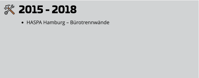 2015 - 2018 •	HASPA Hamburg – Bürotrennwände